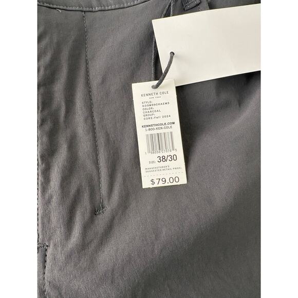 Kenneth Cole Slim Fit Tech Mens Black Pants 38x30 Flex Stretch Charcoal Flat New - Picture 8 of 11